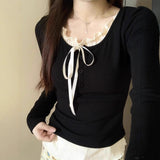 Fake Two-Piece Under-Wearing Shirt Woman's New Early Autumn Chic Repair Shoulder Long-Sleeved White Blouse Spring And Autumn