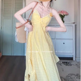 French Holiday Wind V-Neck Beach Dress Design Small Seaside Travel Sexy Sling Dress Women's Summer