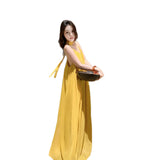 High-Grade Yellow Hanging Neck Dress Women's Summer Dopamine Beauty Beach Dress