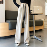 Gray Wide-Legged Trousers Women's High-Waist Thin-Skinny Casual Pants 2025 New Loose Straight Sweatpants