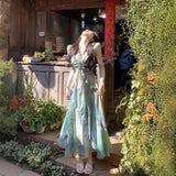 Linxia 2025 Spring And Summer New Design Feel Holiday Style Print Bohemian Fairy Dress