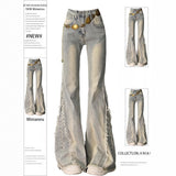 Large-Size Women's Fur Design Water Washes Old Jeans Women Fat Mm High Street Trousers Student Trousers