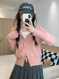 Pure Lusty Gray Long-Sleeved Knitted Cardigan Women Autumn 2025 New Double-Headed Zipper Slim Short Top