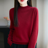 Line Ready-Upled Wool Blending 2026 Autumn And Winter New Women's Short Dress Half High-Neck Solid Color Bottom Top Knitting Shirt