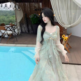 French Lotus Side Shoulder-Coat Dress Women's Summer 2025 New High-End Temperament Waist Fairy Dress
