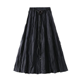 High Waist Half-Dress Women's Autumn New Korean Version Of The Design Feel Folded Long Dress Retro Temperament Thin A Word Umbrella Skirt 8822
