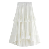 Half-Dress Woman Autumn A Word Folded Skirt New Front Short And Then Long Lotus Leaf Side Irregular Cake Skirt 8229