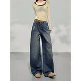 Vintage Scissor Jeans Women Autumn And Winter Trend With New Loose Design Wide-Legged Pants