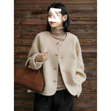 Sensing A Small Fragrant Wind Hair, The Coat Circle Small Gold Buckle Short Coat 2025 Round Neck Autumn And Winter New Gentle Temperament Top
