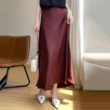 Silk Satin 2026 Spring And Summer New Women's High-Rise Half-Dress Fashion A-Saki Mid-Length Loose Waist Skirt