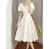 French Black Dress Women 2026 Summer New Niche Side To Receive Waist Thin Temperament Korean Version Bubble Sleeve Dress