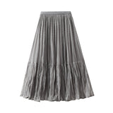 French Retro Folded Fairy Net Yarn Half-Dress Skirt Dress Autumn 2025 High-Rise Slim Long Skirt 8957