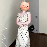 French Temperament White Wave Dot Dress Women's Summer 2025 New Three-Dimensional Flowers Pocketed And Hip Dress