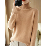 Wool Blended 2026 Autumn And Winter New Women's Loose High-Collar High-Necked Short-Colored Shoulder Thick Sweater Bottom Knitted Shirt