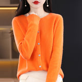 Line Ready-Sheed Seamless 100% Pure Wool 2026 Autumn And Winter New Women's Short Collar Loose Knitted Sweater Coat