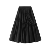 Design Sense Of Irregular White Skirt New Drawstring Long A-Shaped Skirt Women Spring 0194
