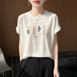 Fine Spinning Lyselle 2026 Spring And Summer Women's New Loose Round-Neck Painting Casual Short-Sleeved T-Shirt Top