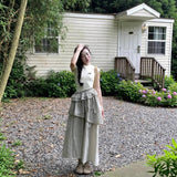 Gentle Multi-Layer Dress Design Dress Women's Summer Han Dai New Commuting Skirt Apricot Cake Long Skirt
