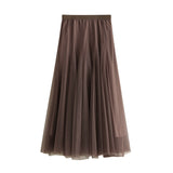 New Long Yarn Skirt Half Dress Girl Autumn And Winter High Waist Long Net Yarn Skirt 100 Folding Skirt A Skirt Fairy Dress 8859