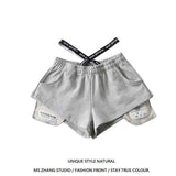 High-Rise Shorts Women Summer Hot Girls Tight Waist Label Loose Broad Legs Leisure Hot Pants Tide