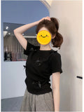 2025 New Three-Dimensional Bows Short-Sleeved Short-Sleeved T-Shirt Design Feels Sweet And Spicy Summer Repair Clothes