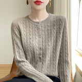 Wool Blended 2026 Autumn And Winter New Women's Round Collar Collar Hooded Small Knitted Open-Flowered Knitted Jersey Coat