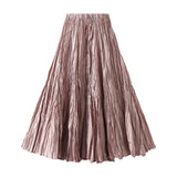 2025 Spring New Sister Wind High-Level Feeling Hundred Folds Loose Thin Swing Skirt Leisure A Skirt 8081