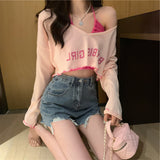 Sweet And Spicy Suit New Summer Sun Protection Shirt Hoodie Shirt Hottie Hanging Neck Sling Shirt Two Sets Of Women's Summer
