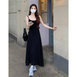 Design A Small Folded Sling Dress Female Summer Temperament To Close The Waist Thin A Word Knit Long Skirt Women's Dress