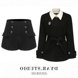 Two Suit Jacket Autumn And Winter Small Waist College Suit High Black Coat Suit Suit Woman