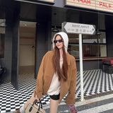Vintage Velvet Jacket Women 2025 Autumn And Winter New Burst Loose Thin Collar Casual Jacket