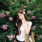 Set Women 2026 Summer Korean Age Reduction Design Pink Short-Sleeved Shirt Top Wave Half Body Skirt Two-Piece