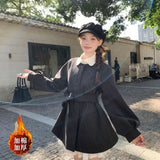 Autumn And Winter 2025 Huge Look Double-Sided Hair This Coat Girl Small Man Wearing A Lantern Sleeve Dress
