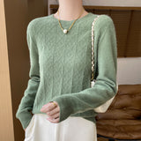 Line Ready-To-Wear Pure Wool 2026 Autumn And Winter New Women's Round Collar Short Hollow Twist Knitted Sweater