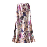 High-Level Dizzy Oil Painting Skirt 2025 Spring New Fashion Temperament Thin High Waist Medium Long Skirt 9861