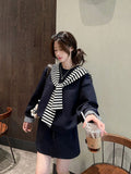 Tmall Quality Early Autumn Two Sets Of Tide Shawls Stacked With Korean Loose Long-Sleeved Edgy High-Waisted Rope Half-Dressed Woman