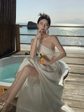 Sanya Seaside Holiday Dress 2026 New Summer White Sling Sling Temperament Slim Skinny Dress