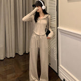 Slim And Age-Old Fashionable Casual Suit Women's Spring And Autumn Hoods On The Body Of Broad Leg Pants Loose Sportswear Two Sets