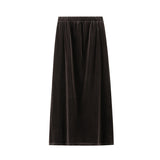 Half-Dressed Dress 2025 Autumn Simple Velvet Skirt Temperament Straight Skirt Long Thin Skirt With Ass Open Fork Skirt 0820