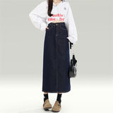 Denning Blue High-Waisted Cowboy Dress Women 2025 Trend With New Autumn Long Thin Ass Skirt