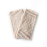 2026 Autumn And Winter Cashmere New Women Warm Thick And Cold Leakage Finger Sesame Flower Retro Coarse Knitted Gloves