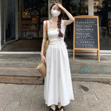2026 Net Red Han Tling Rope Tie Vest Dress Woman Slim High Waist Temperament Solid Color Dress