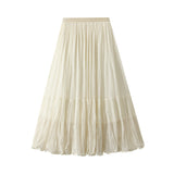 French Retro Folded Fairy Net Yarn Half-Dress Skirt Dress Autumn 2025 High-Rise Slim Long Skirt 8957
