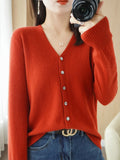 Wool Blended 2026 Autumn And Winter Women's New Loose V-Neck Solid Color Short Knitted Cardigan Jacket Sweater Spring