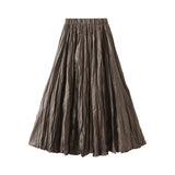 Light Luxury Design Wrinkled Process Big Swing Dress Girls Spring Autumn And Winter Umbrella Skirt A Word Long Skirt High-End Feel Skirt 1872