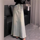 Vintage Tassels To Make Old Cowboy Half-Dress Girls Spring And Autumn New Niche Design High Waist Thin A Word Long Skirt