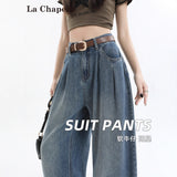 Narrow Version Of Broad-Legged Jeans Women's Spring And Summer 2025 Trend With New Small High-Waisted Loose-Rloan Straight Trousers