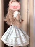 Gentle Sweet Flowers Small Flying Sleeve Dress Summer New Design Temperament To Waist Princess Ponum Short Skirt