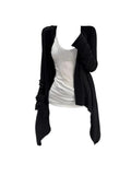 Fat MM Paper People Irregularly Hem Long Sleeves Of Sleeves Temperament Lazy Simple Waistcoat Long Sleeve Coat Spring And Summer