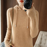 Wool Blended 2026 Autumn And Winter New Women's Loose Hoodie Hoodie Solid Color Short-Case Sweater Knitted Hoodie
